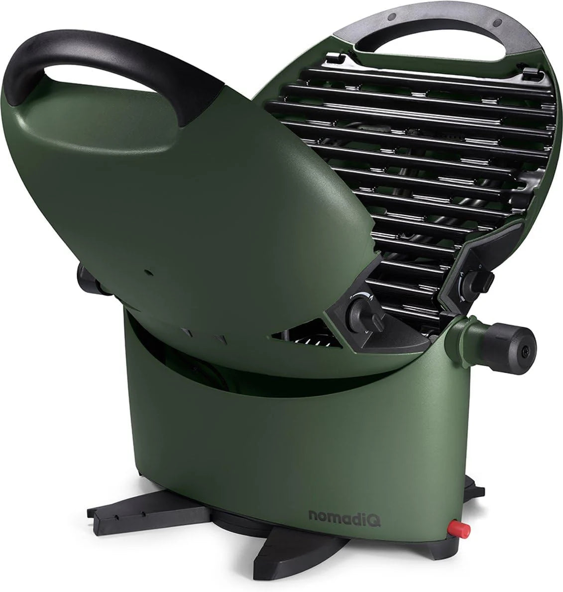 NOMADIQ BBQ Camping Tafelgrill, compact, 2 branders, gasgrill camping, gasgrill, balkon, camper, grillplaat, draagbaar, outdoor, barbecue, outdoor fornuis (Forest Green)(forest green)