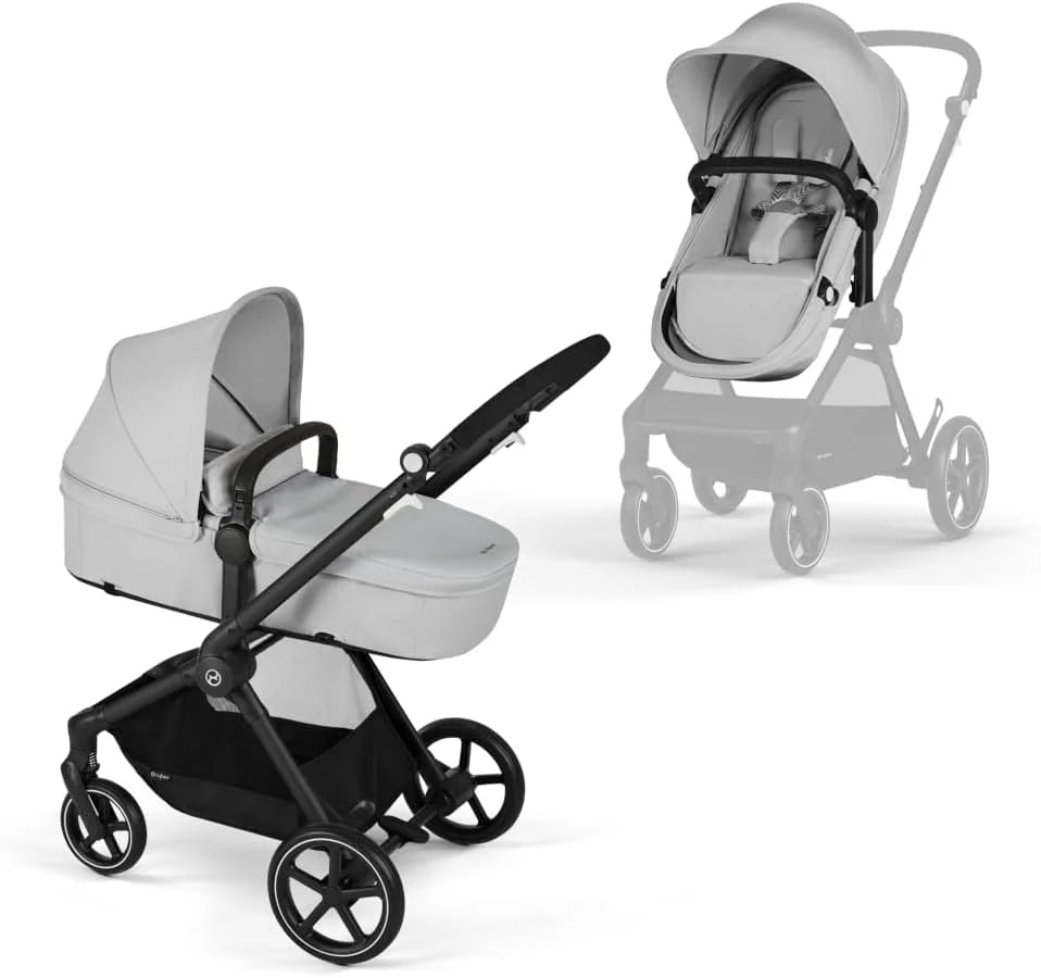 CYBEX Gold kinderwagen EOS 2-in-1, reissysteem, vanaf de geboorte tot 22 kg (ca. 4 jaar), Moon Black(Lava Grey)