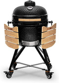 KAMADO BONO Keramische BBQ Grill, 20" Media, Zwart I Kamado BBQ Houtskool Grill met Dual Zone Grilling System I Egg BBQ Roker voor Koken, Roken  Bakken